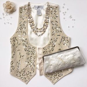 ‼️⬇️Silk, pearl and sequins threaded vest⬇️‼️